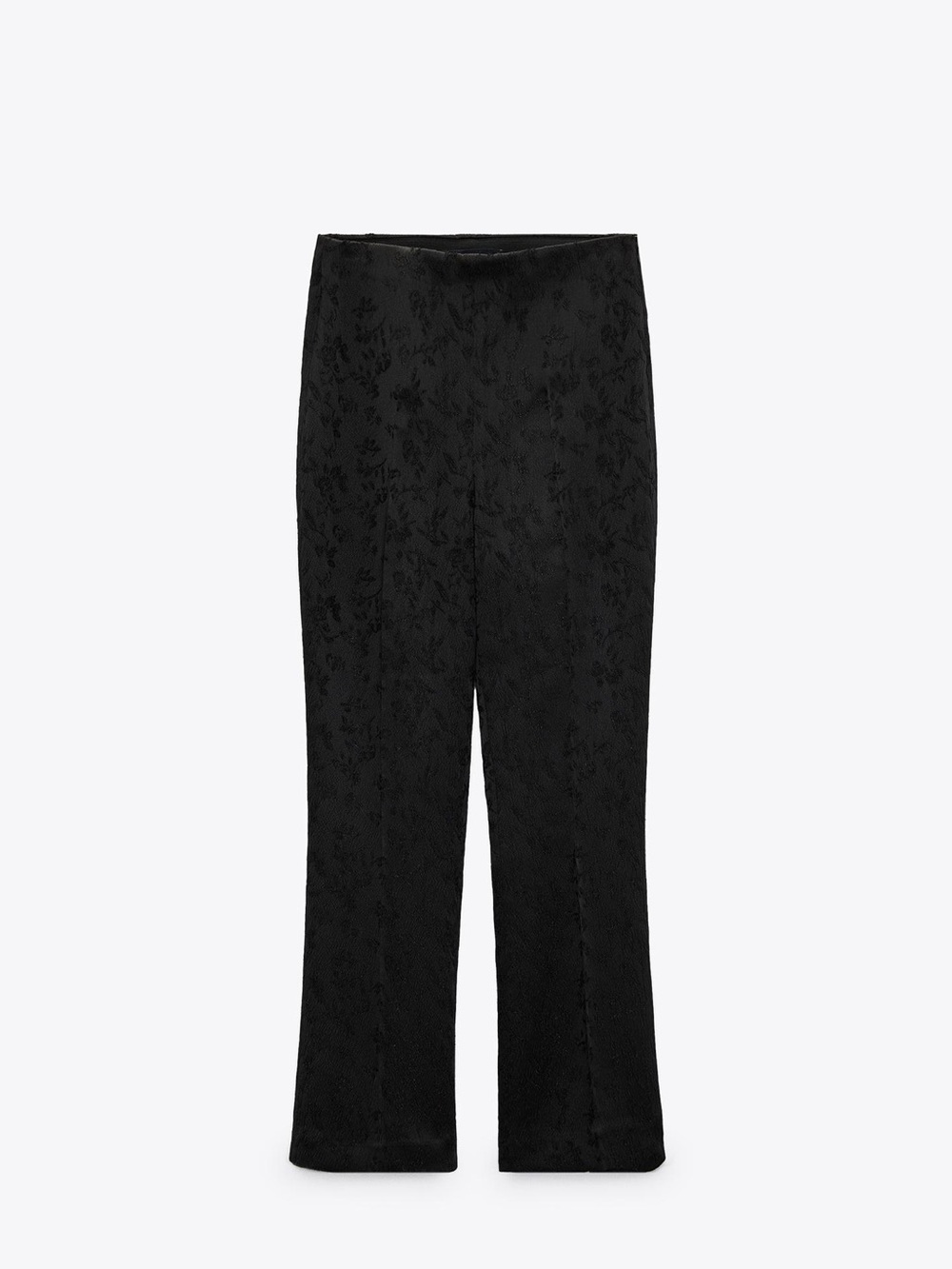 Zara Black Floral Jacquard Flare Pants